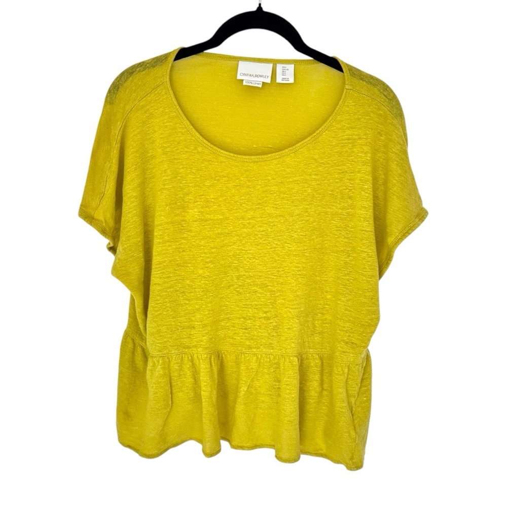 💛Cynthia Rowley Yellow Boxy Peplum T-Shirt